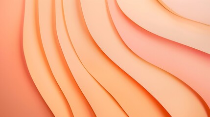 Poster - Abstract colored paper texture background Minimal paper cut composition with layers of geometric shapes and lines in peach color background Top view : Generative AI