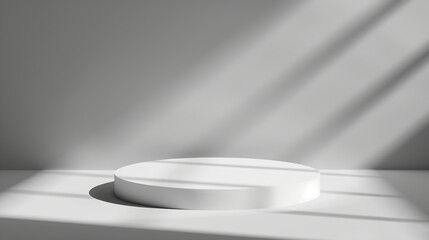 Aufkleber - Abstract empty white podium on grey background Mock up stand for product presentation 3D Render Minimal concept Advertising template : Generative AI