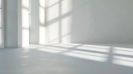 Poster - Abstract white studio background for product presentation Empty gray room with shadows of window Display product with blurred backdrop : Generative AI