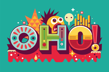 Poster - The word Ohoh written in vibrant, colorful letters, Oh no Customizable Semi Flat Illustration