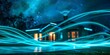 © Anastasiia - High-speed wireless internet for home with fiber optic technology and floating house. Concept High-speed Internet, Fiber Optic Technology, Home Networking, Floating House