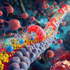 Aufkleber - d rendered depicting insulin action mechanism in adipose tissue promoting fat storage