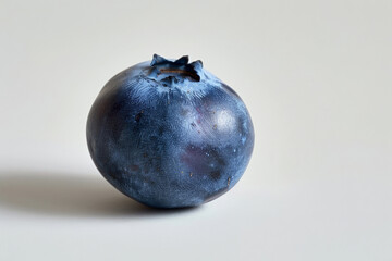 Wall Mural - Single blueberry centered on a stark white background, minimalist style 