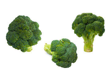 Wall Mural - Fresh tasty broccoli isolated on white background.