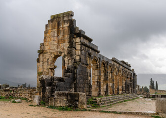 Wall Mural - view of the temple ruins in the Berber-Roman city of Volubilis near Meknes