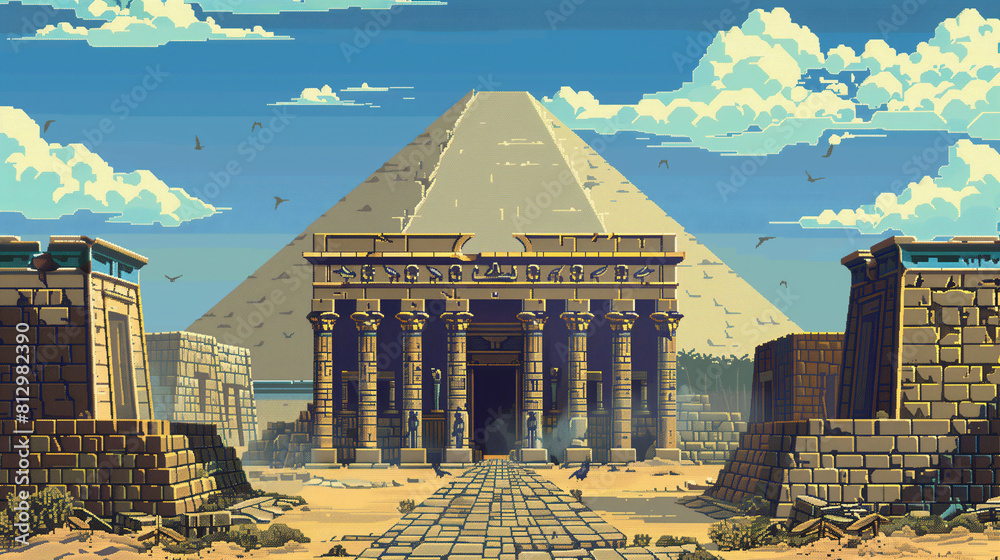 pixel art of ancient egypt dungeon background battle scene in RPG old ...