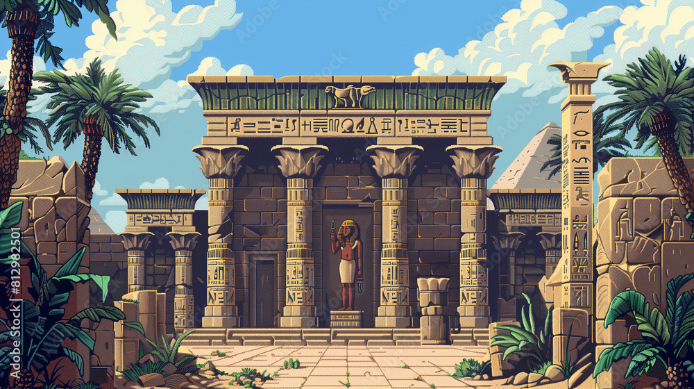 pixel art of ancient egypt dungeon background battle scene in RPG old ...