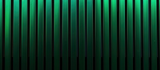 Wall Mural - Abstract green metal fence with vertical picket design Provides a visually appealing backdrop with a frame and texture perfect for adding text or an image in the copy space