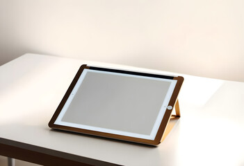 Table desk with blank screen digital tablet