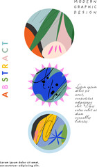 Wall Mural - Creative universal floral  artistic card. Hand Drawn textures. . Vector