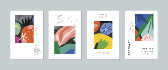 Wall Mural - Creative Artistic Floral Cards. Vector Illustration
