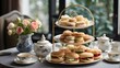 A laid-back afternoon tea service featuring a tier tray of sandwiches and scones
