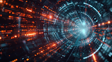 Wall Mural - quantum, universe, plexus, landscape, cyberspace, communication, idea, electronic, conceptual, virtual, mesh, wireframe, grid, poly, light, element, circuit, mind, illustration, science, background, t