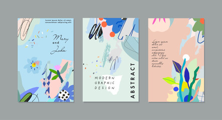 Wall Mural - Creative Artistic Floral Cards. Vector Illustration