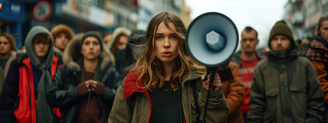 Sticker - Feminist woman protesting