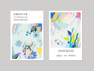 Wall Mural - Creative Artistic Floral Cards. Vector Illustration