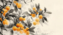 There Are Many Oranges On The Tree In The Picture