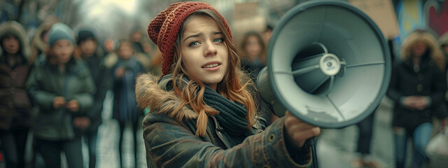 Sticker - Feminist woman protesting