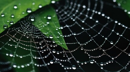 spider web with dew drops