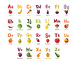 © RabiaAhsen - Cute foods alphabet for kids education. Hand drawn food vectors. Vector illustration. Perfect for card, label, brochure, flyer, page, banner design. ABC.