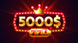 Casino coupon special voucher 5000 dollar, Check banner special offer. Vector illustration