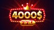 Casino coupon special voucher 4000 dollar, Check banner special offer. Vector illustration