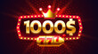 Casino coupon special voucher 1000 dollar, Check banner special offer. Vector illustration