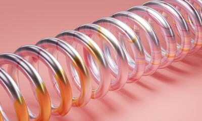 Poster - Pink abstract background with metallic color spiral. 3d rendering