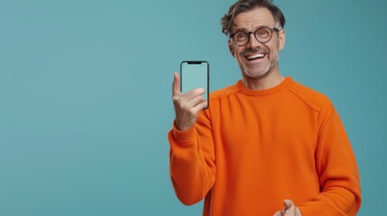 Wall Mural - Man Presenting a Smartphone