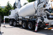 Truck-mounted concrete pump with mixer.