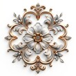 An intricate decorative design blending vintage baroque elements with ornamental flourishes in gold and white.