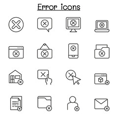 Error icon set in thin line style