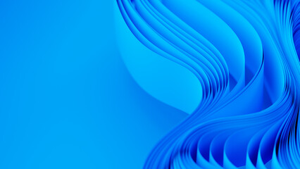 Poster - Blue layers of cloth or paper warping. Abstract fabric twist. 3d render illustration