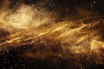 Glowing golden glitter bokeh festive lights abstract dark overlay background