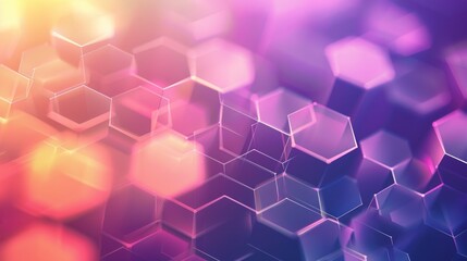 Wall Mural - Futuristic geometric glowing hexagon with polygonal elements abstract background. Generated AI image