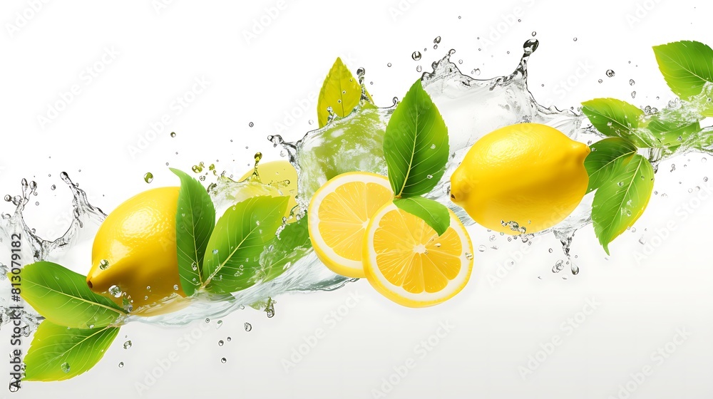 Lemon water splash isolated on a white transparent background, png ...