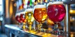 Craft beer sommeliers evaluate brewerys beer for color and quality. Concept Craft Beer Evaluation, Brewery Quality, Color Analysis, Sommelier Expertise, Beer Tasting