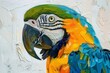Vibrant closeup of a parrot captured through expressive oil painting brush strokes