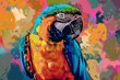 Colorful digital painting of a parrot set against a vivid, abstract backdrop