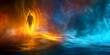 Illustration of a Supernatural Glowing Figure Depicting an Apparition. Concept Supernatural, Glowing Figure, Apparition, Illustration, Mystery