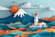 A stunning paper cutout representation of Salta during sunset, featuring colorful landscapes and a tranquil atmosphere.