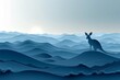 Artistic paper cutout depicting a serene twilight scene with a kangaroo silhouette on Kangaroo Island.