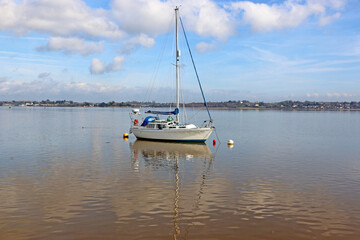 Poster - Yachts moored on the River Exe, Devon