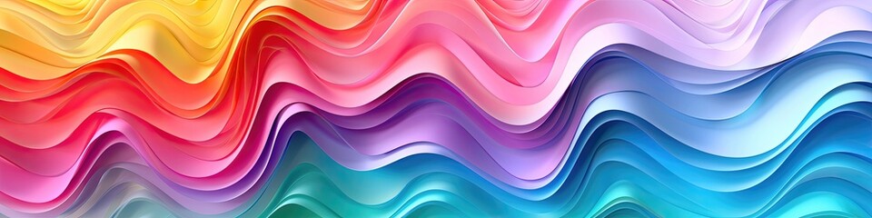 Wall Mural - A colorful wave of paper with a rainbow of colors