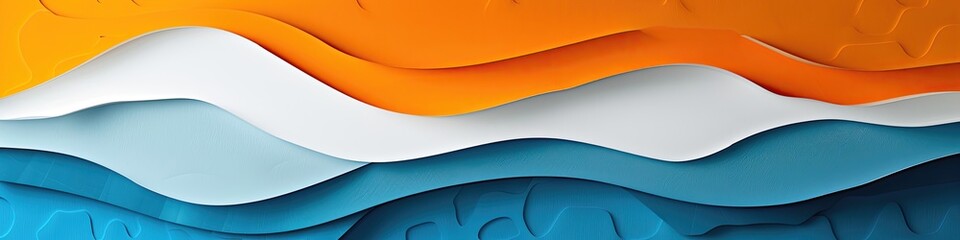 Wall Mural - A colorful wave with blue, orange, and white stripes