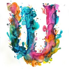 letter U a watercolor painting on a white background