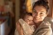 © JK_kyoto - Cheerful young mother lovingly holds her newborn, wrapped in a soft towel at home
