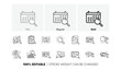 Indexation, Artificial intelligence and Car rental. Search line icons. Search images linear icon set. Line icons set. Vector