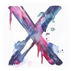 Wall Mural - letter X watercolor painting on a white background