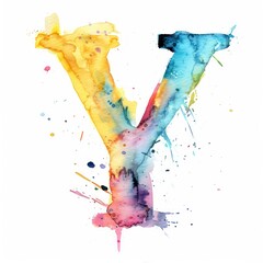 Wall Mural - letter Y watercolor painting on a white background